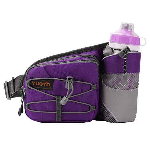 Waist Pack with Water Bottle Holder for Running Walking Hiking Fanny Pack Hydration Belt - color: Purple