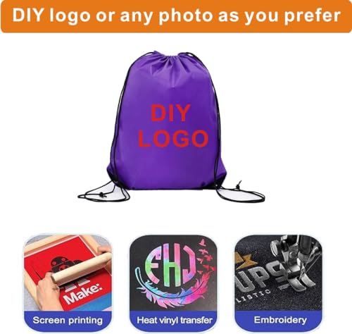 Drawstring Backpack Bulk 24Pcs Draw String Backpack Bags DIY Gym Sports Traveling Yoga Cinch Bag Sackpack Drawstring(purple) - color: Purple
