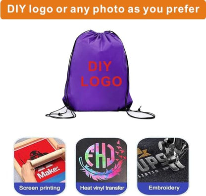 Drawstring Backpack Bulk 24Pcs Draw String Backpack Bags DIY Gym Sports Traveling Yoga Cinch Bag Sackpack Drawstring(purple) - color: Purple