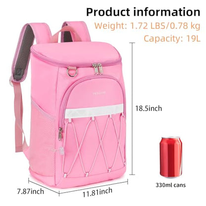 Backpack Cooler Backpack 26 Cans Insulated Leak Proof for Women Men Beach Camping Picnic Fishing Hiking Lunch Backpack Waterproof Cooler - color: Pink, size: Medium