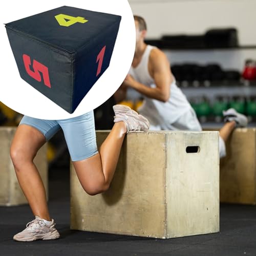 Plyometric Jump Box 3-in-1 Height Options, 30x45x35cm (11.8x17.7x13.8in), EPE Foam & PVC, Portable Training Box for Home Gym, Strength & Agility