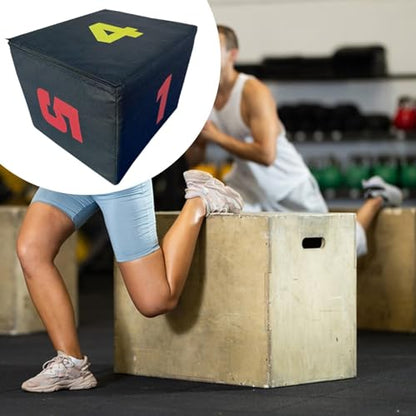 Plyometric Jump Box 3-in-1 Height Options, 30x45x35cm (11.8x17.7x13.8in), EPE Foam & PVC, Portable Training Box for Home Gym, Strength & Agility