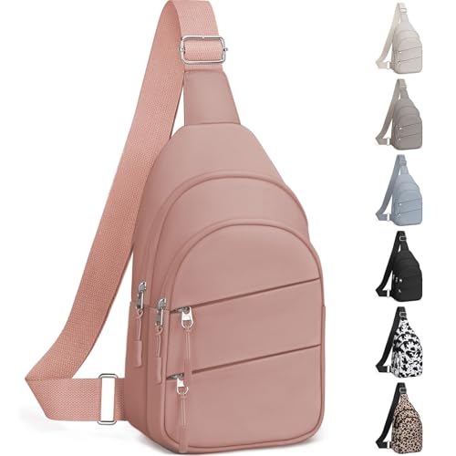 Tuwubi Crossbody Bags for Women, Sling Bag for Men, Small Hiking Backpack Anti Theft Lightweight for Outdoors Travel (M, Pink) - color: Pink, size: Medium
