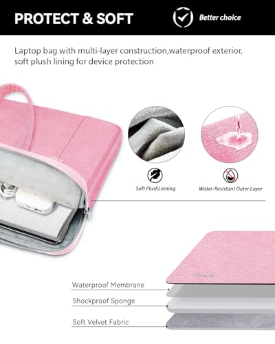 Ferkurn Laptop Case Bag Women Men Computer Sleeve with Shoulder Compatible with HP/Inspiron/Thinkpad/Vivobook/MSI/Surface, 17.3 inch, Pink - color: Blush Pink, size: 17.3 inch