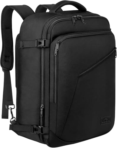 MATEIN Carry on Backpack, Extra Large Travel Backpack Expandable Airplane Approved Weekender Bag for Men and Women, Water Resistant Lightweight Daypack for Flight 40L, Black - color: Black, size: X-Large