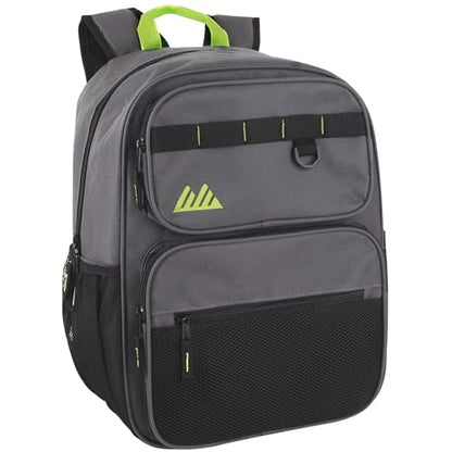 Summit Ridge Travel Backpack for Men and Women, Spacious Work Daypack with Water Bottle Pockets (Gray) - color: Gray