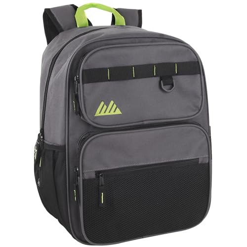 Summit Ridge Travel Backpack for Men and Women, Spacious Work Daypack with Water Bottle Pockets (Gray) - color: Gray