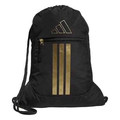 adidas Alliance Sackpack – Drawstring Backpack for Sports, Small Gym Bag, Black/Gold Metallic/3, OSFA - color: Black/Gold Metallic/3