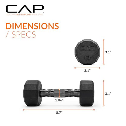 CAP Barbell Coated Dumbbell Weight | Multiple Options Pairs & Sets - size: 5 lb - Pair, style: 12-Sided - Black Handle