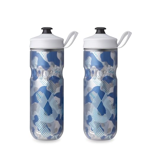 HydraPak | Polar Bottle - Polar Sport Insulated Water Bottle 2-Pack - BPA-Free, Sport & Bike Squeeze Bottle with Handle (Contender Blue, 600ml / 20oz) - color: Contender Blue, style: 20oz/600ml (2-Pack)