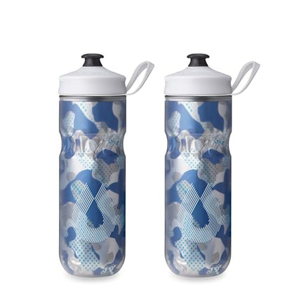HydraPak | Polar Bottle - Polar Sport Insulated Water Bottle 2-Pack - BPA-Free, Sport & Bike Squeeze Bottle with Handle (Contender Blue, 600ml / 20oz) - color: Contender Blue, style: 20oz/600ml (2-Pack)