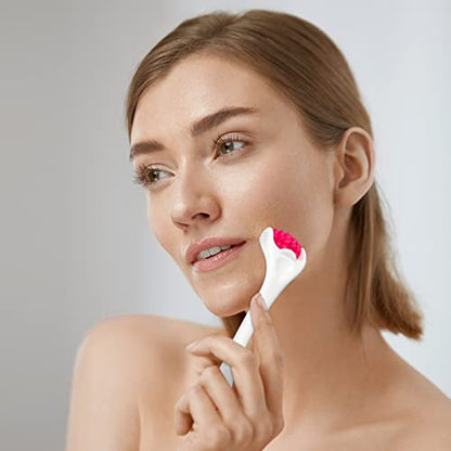 Tondiamo 2 Pcs Muscle Roller Gift Fascia Stick Cellulite Face Muscle Body Massage Roller Massage Tool for Relief Neck Arm Back Leg Body Deep Release(White,Silicone) - color: White, Rosy, style: Silicone