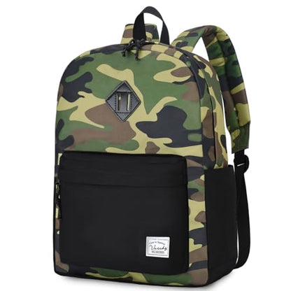 VASCHY Lightweight Backpack for Men, Water Resistant Classic Daypack for Travel, Work, College with Side Bottle Pockets Camo Black - color: Camo Black Fusion