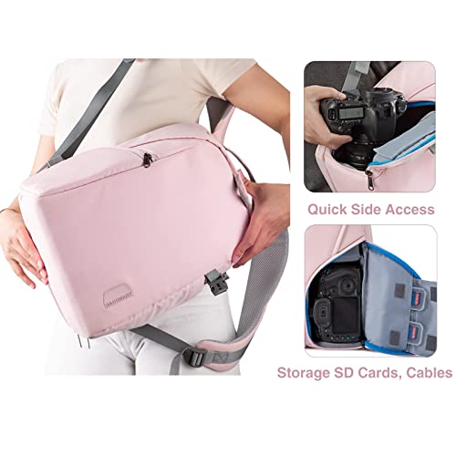 BAGSMART Camera Bag, Camera Backpack, DSLR SLR Camera Case Fits 13.3 Inch Laptop, Waterproof Photography Backpacks with Rain Cover Tripod Holder for Women Men, Pink - color: Pink, size: Small