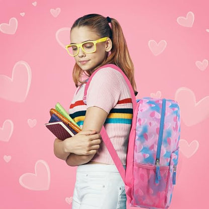Trail maker 17 inch Backpack for Travel & Commute, Zippered Front & Mesh Side Pockets, Padded Straps - color: Loving Hearts