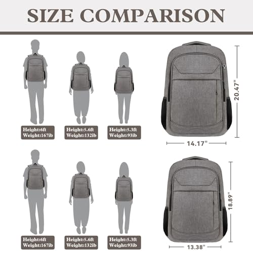 Extra Large Laptop Backpack, 18.4 Inch Travel Backpack, Big Sturdy TSA-Friendly College Computer Bag, Gifts for Men & Women, Gray - color: Grey, size: 18.4 Inch(45L)