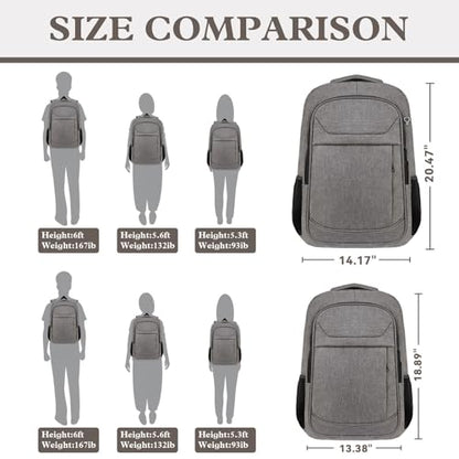 Extra Large Laptop Backpack, 18.4 Inch Travel Backpack, Big Sturdy TSA-Friendly College Computer Bag, Gifts for Men & Women, Gray - color: Grey, size: 18.4 Inch(45L)
