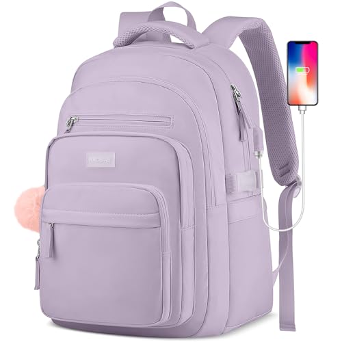 KROSIAS Laptop Backpack for College Teen Girls - Cute Bookbag for Middle High School Student Aesthetic Casual Daypack 15.6 Inch Laptop Bag Travel BackPack for Women Purple - color: 5-purple, size: 15.6 Inch