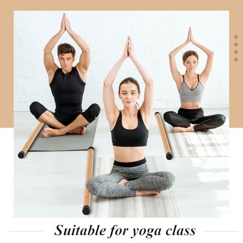 Hiboom 6 Pcs 26 Inch Yoga Stick Natural Bamboo Exercise Stick with Non-Slip Rubber Ends Stretching Tool Posture Corrector Stretch Tool for Flexibility, Workout, Balance Fitness