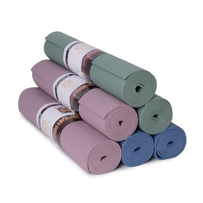 Voyage Yoga Mat, 6 Pack, 72" x 24" Professional Studio and Gym Bulk Yoga Mats, 5mm Thick, Durable, Anti-Tear, Non Slip Fitness and Exercise Mats - color: Calm Studio Multi