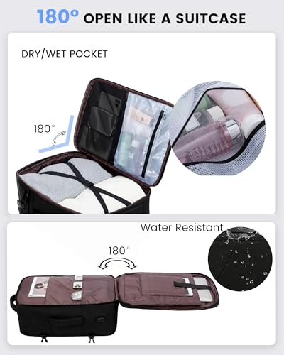 LOVEVOOK Travel Carry on Backpack, Large 40L Personal Item Travel Bag for Men & Women Flight Approved with 3 Packing Cubes, Suitcase Water Resistant Luggage Daypack Business Weekender Bag, Black - color: Black, size: 40L-4Pcs