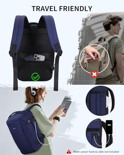 ECOHUB Anti Theft Laptop Backpack, Flight Approved Travel Bag, 30L Personal Item for Business Commute, Fits 17.3" Computer, Blue - color: Blue
