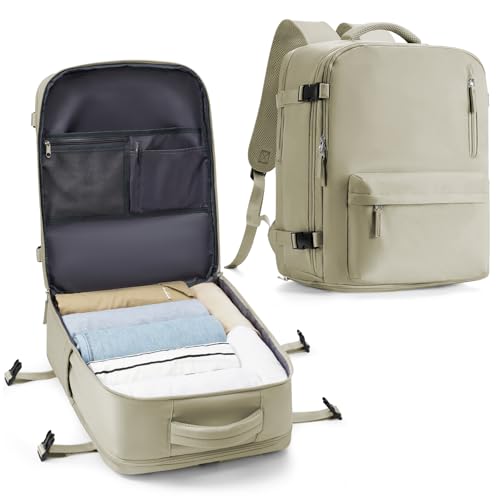 VECAVE 18x14x8 TSA-Approved Personal Item Backpack – Under Seat Carry-On Travel Bag for Women, Fits 15.6" Laptop, with Water Bottle & Shoe Pouch, Airline Travel Backpack Flight approved GreyBrown - color: H4-brown, size: Large