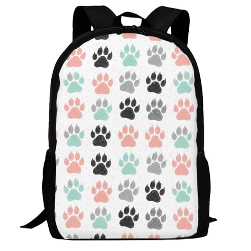 Slim Anti Theft Laptop Backpack Colorful Dog Paw Prints, Large Volume Travel Daypack Durable Polyester Carry Bag for Office Business Outdoor Trekking - color: Design (663)