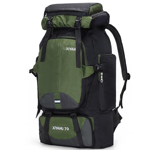Lawaia 70L Hiking Backpack Rucking Camping Lightweight Backpacking Outdoor Travel Bag Trekking Back Pack Large Capacity Backpacks Climbing Trail Backpack for Men Women- Green - color: Green
