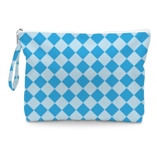 Fokongna Wet Bag, Small Portable Waterproof Multi-Functional Organizer for Women, Ideal for Daily, Beach & Travel，Blue Gingham Check - color: Blue Gingham Check