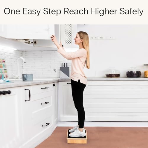 StrongTek 3.5" One Step Stool for Adults, Sturdy Wooden Riser with Non-Slip Rubber Top, 440 lb Capacity, No Assembly Required, Portable for Kitchen, Bathroom, Bedside, Kids & Seniors - size: 3.5"-Natural