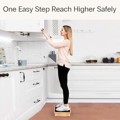 StrongTek 3.5" One Step Stool for Adults, Sturdy Wooden Riser with Non-Slip Rubber Top, 440 lb Capacity, No Assembly Required, Portable for Kitchen, Bathroom, Bedside, Kids & Seniors - size: 3.5"-Natural