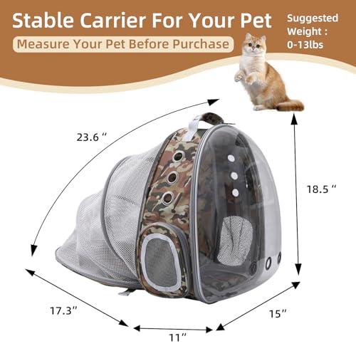Expandable Cat Carrier Backpack with Bubble Window, Camo - color: Camo