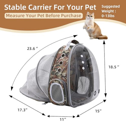Expandable Cat Carrier Backpack with Bubble Window, Camo - color: Camo