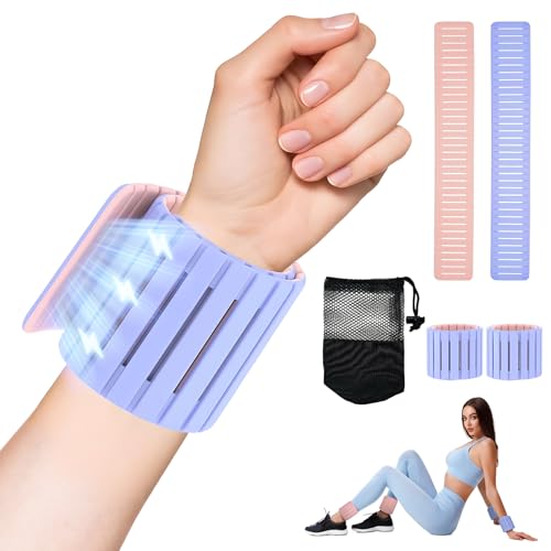 Adjustable Hidden Magnetic Ankle & Wrist Weights, Skin-Friendly Breathable and Waterproof Silicone Design for Women & Men - Ideal for Fitness, Yoga, Running, Cycling & Swimming, 2-Pack, 1LB Each - color: Purple and Light Yellow