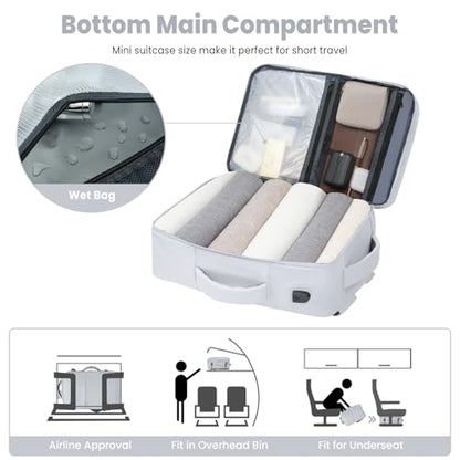 BAGAIL Travel Laptop Backpack, Carry on with USB Port, Luggage Bag for Holiday-Light Grey - color: Light Grey