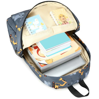 CAMTOP Preschool Backpack for Kids Boys Girls Toddler Backpack Kindergarten School Bookbags for Age 3-8 (Engineering Car Grey) - color: Engineering Car Grey