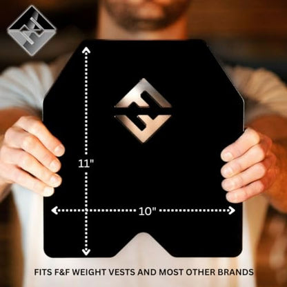 F&F STEEL Adjustable Weighted Vest & Plates - Strength, Edurance, Running, Hiking, Rucking, Fitness WODs - color: Black Plates - 13.75lb
