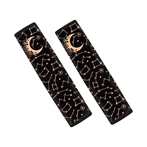 Forchrinse Floral Moon Constellation Star Auto Seat Belt Cover Seatbelt Shoulder Pad for a More Comfortable Driving,Compatible with All Cars - color: Moon Constellation Star
