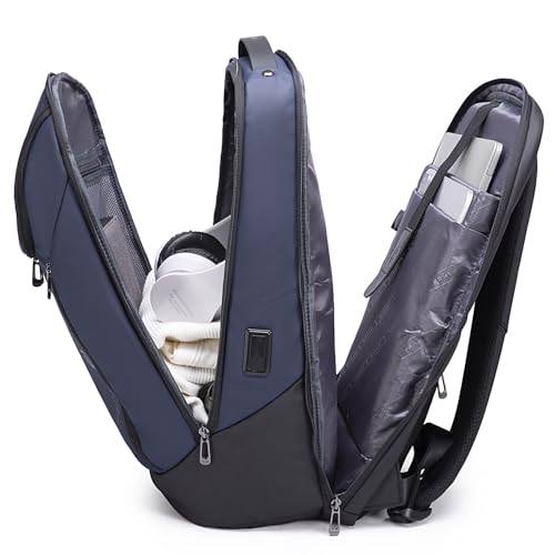 FUTURE AESTHETIC Business Smart Backpack Waterproof fit 15.6 Inch Laptop Backpack with USB Charging Port,Travel Durable Backpack - color: Blue