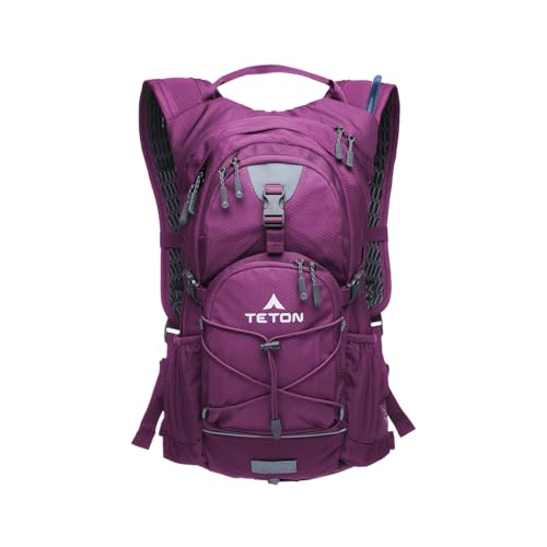 Teton Oasis/Trailrunner Hydration Backpack – Lightweight Water Pack with 2L/3L Bladder for Hiking, Running, Cycling, Biking 18L/22L Sizes – Sewn-in Rain Cover – Fits Men and Women - color: Plum, size: 18 Liters
