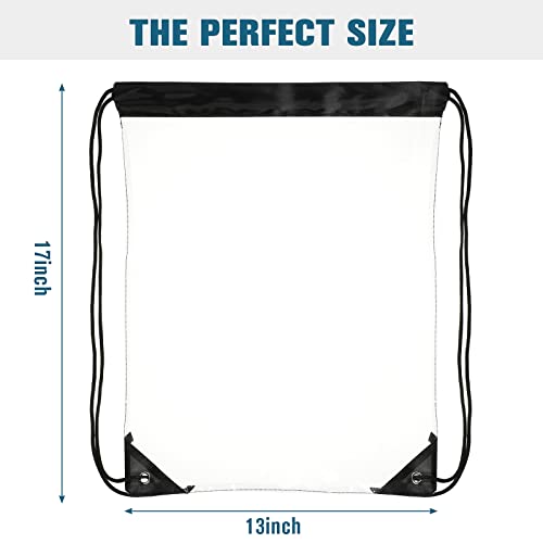 Riakrum 15 Pcs Clear Drawstring Bag Waterproof Small See Through PVC Drawstring Backpack for Stadium College Sport Event(Black) - color: Black