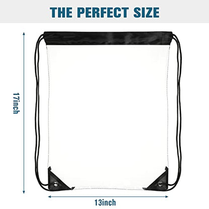 Riakrum 15 Pcs Clear Drawstring Bag Waterproof Small See Through PVC Drawstring Backpack for Stadium College Sport Event(Black) - color: Black