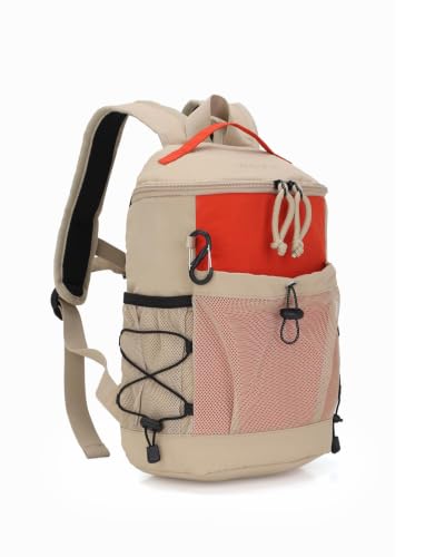 BESMART Small Hiking Backpack for Women, Mini Travel Daypack with S Hook - color: Khaki/Orange