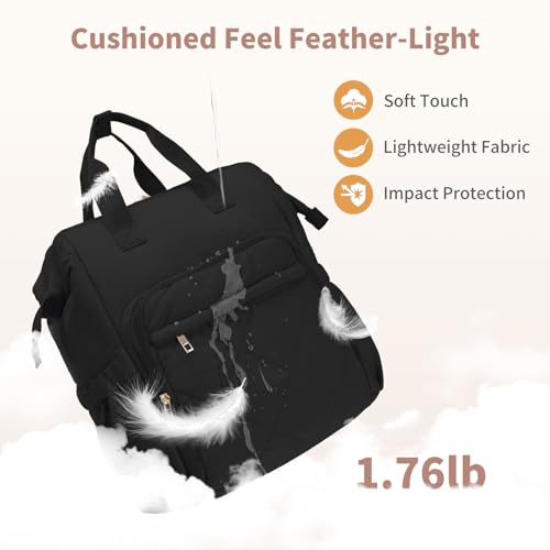 CEI-CEI Diaper Bag Backpack for Mom and Dad, Puffer Baby Bag Backpack with Insulated Pocket, Water-Resistant, Unisex Travel Backpack with Changing Pad & Stroller Straps - color: Black