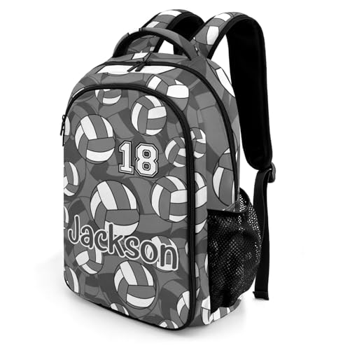 Grey Volleyball Pattern Backpack Laptop Bag Bookbags Personalized Travel Daypack Bag for Man Woman Gifts - color: Grey Volleyball Pattern
