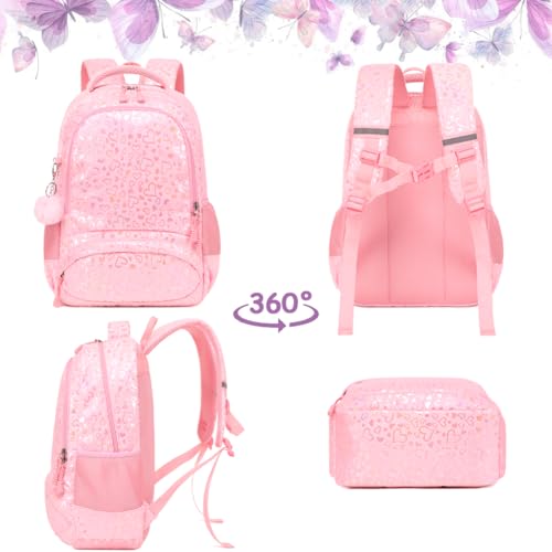 Meisohua School Backpack for Girls Large Fluffy Bookbag for Kids Teens School Bags for Girl Primary Middle School Casual Daypack - color: Furry Heart Pink