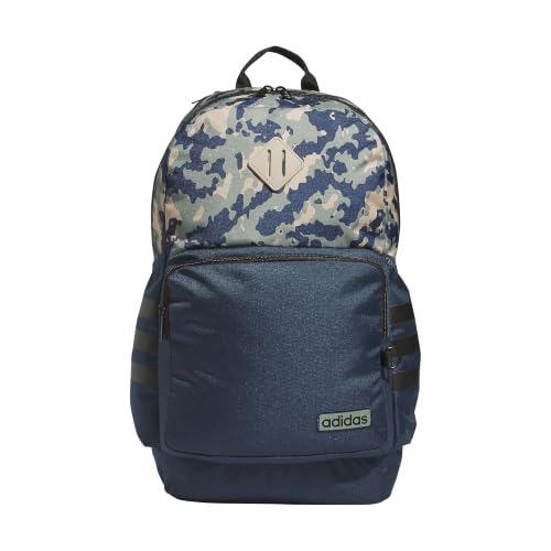 3-Stripe Classic backpack for men and women, bag with laptop sleeve - color: Essential Camo Crew Navy-silver Green/Crew Navy/Black/4.0