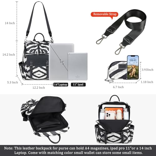 AGLOD Backpack Purse for Women PU Leather Back Packs Designer Ladies Shoulder Bag Fashion Faux Work Travel Handbags - color: Black Zebra