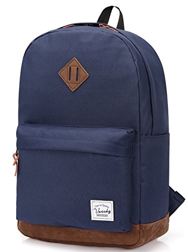 Backpack for Men Women,VASCHY Classic Water-resistant Lightweight Travel School Backpack Casual Daypack - color: Navy Blue